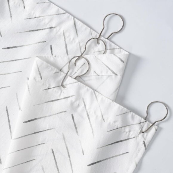 JINCHAN Shower Curtain 70 x 71.5 Inky Herringbone Chevron Zig Zag White Black - Picture 6 of 16